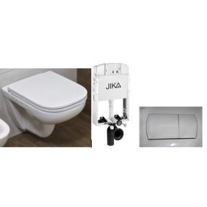 JIKA DEEP WALL HUNG/TANK/FLUSH PLATE (COMPLETE SET)